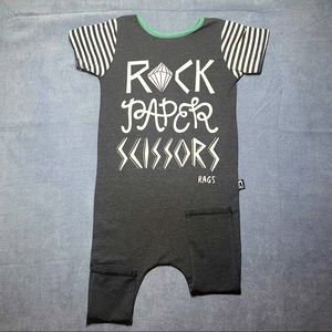 Rags to Raches Rock Paper Scissors romper size 2T